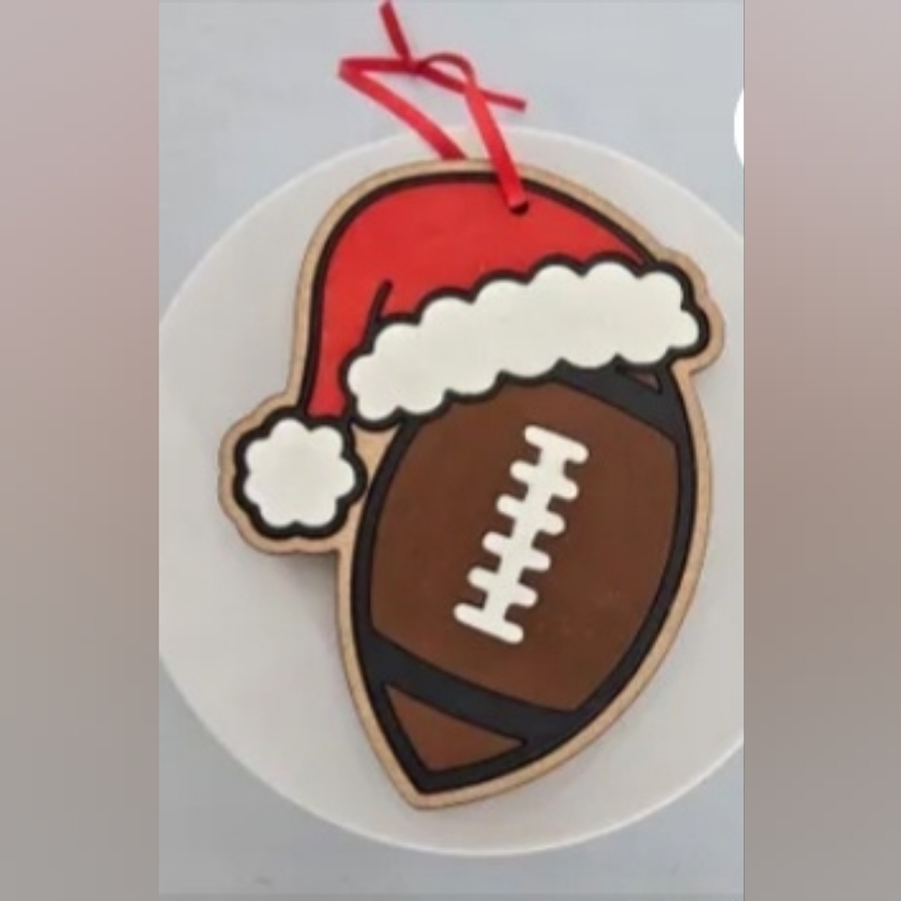 Custom Wooden Football Ornament